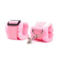 pink nylon belt fur lined cuffs